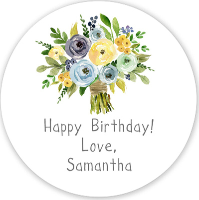 Yellow and Blue Bouquet Gift Stickers